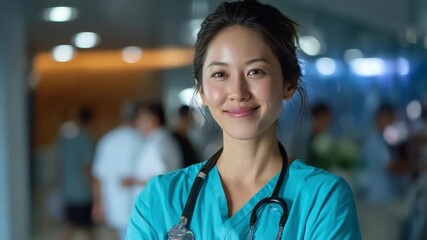 Empathetic Healthcare Professional: A close-up portrait of a smiling healthcare professional exudes warmth and approachability, capturing their dedication to patient well-being.