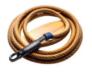 Coiled Lasso Rope On White Background.
