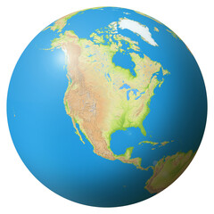 Fototapeta premium View of the Earth Globe from Space showing the United States of America in the center of the image.