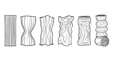 Abstract wooden sculptures in various shapes