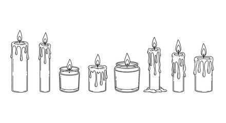 Collection of candles in various shapes and sizes