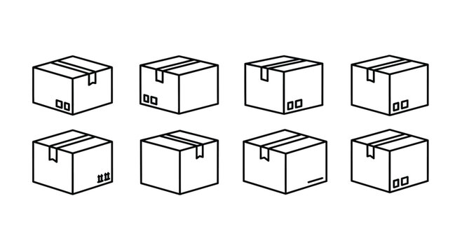 Eight stacked shipping boxes
