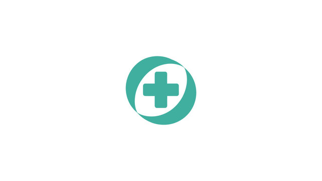A teal circular logo displaying a white medical cross inside