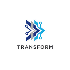 Fototapeta premium Transform Logo with Circuit Elements and Arrows.