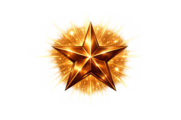 Bronze star glowing with golden light, representing achievement, victory, success, prize, award, and high quality rating