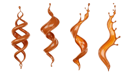 Dynamic Chocolate Caramel Splashes And Swirls Set