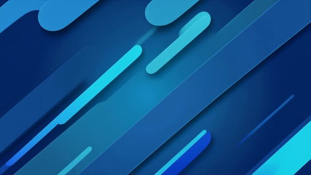 Abstract animated dynamic geometric shapes background loop with flowing diagonal blue rounded rectangles for technology, corporate, or digital design projects.