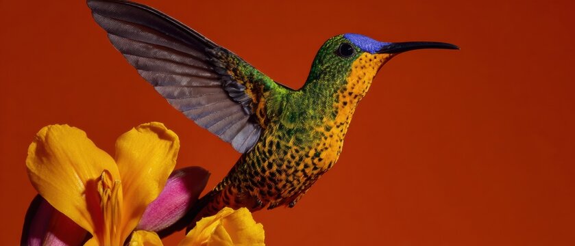 Wild Strength Violet Sabrewing Hummingbird Vibrant Motion Premium Ecotourism Advertising Content for Tropical Ecosystem Marketing