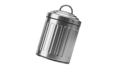 Shiny Silver Trash Can 3d Render Icon
