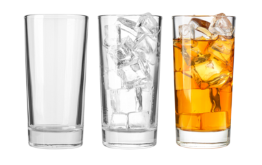 Preparing iced drink pouring beverage sequence transparent background