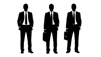 Three Businessmen Silhouettes With Briefcases