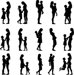 Family Silhouettes Collection &ndash; Parents and Children Moments