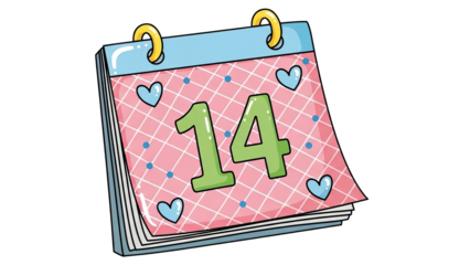 Valentines Day Calendar Page Illustration With Hearts