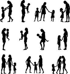 Obraz premium Mother and Child Silhouette Family Bond Illustration