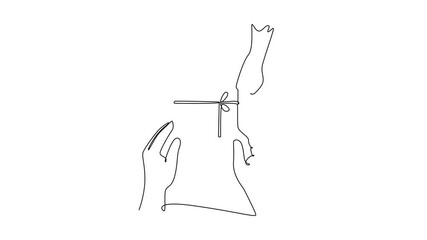 Friends Giving concept. Single line draw design. Full length animation illustration. High quality 4k footage