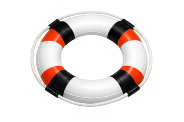 Lifebuoy providing safety, protection and help in emergency situations isolated on transparent background