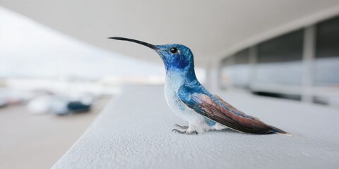 Obraz premium Vibrant Sparkling Violetear Hummingbird Perched Authentic Ornithological Study and Nature Marketing Content