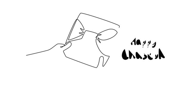 Chuseok Day concept. Single line draw design. Full length animation illustration. High quality 4k footage