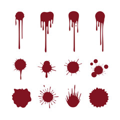 Red splatter and drip patterns on white background stain liquid 1