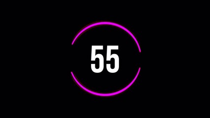 Modern 60 Second Countdown Timer, Rotating Colorful Circle Animated Counter, 4K Motion Graphic with Alpha Channel 4k video animation seamless loop - Powered by Adobe