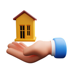Hand Holding a Small House 3d illustration