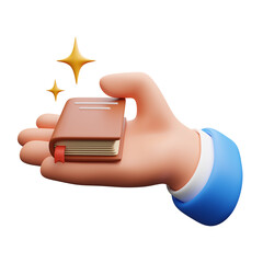 Hand Holding book 3d illustration