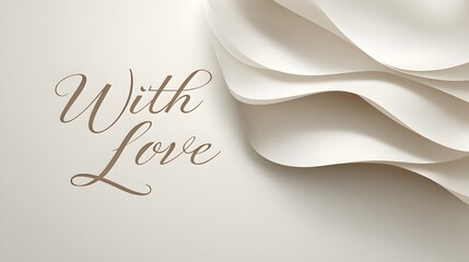 Elegant paper waves with soft textures and warm tones, featuring the phrase 'With Love' in a stylish script, creating a serene and inviting atmosphere for heartfelt messages