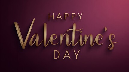 Elegant Happy Valentine's Day greeting card design featuring stylish typography with a rich burgundy background, perfect for romantic celebrations and heartfelt messages