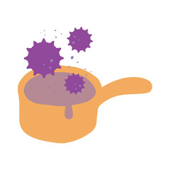 菌が繁殖した危険な片手鍋のイラスト