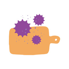 菌が繁殖した不衛生なまな板のイラスト
