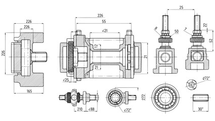 Technical drawing of mechanical component