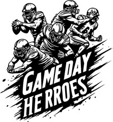 Fototapeta premium American Football Action Players Silhouette Vector