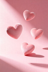 Obraz premium Roses on a abstract pink background. Valentines day.