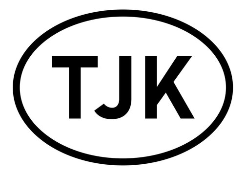 Tajikistan TJK abbreviation vector on a white background
Country code abbreviation oval sticker icon on a white background