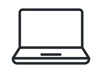 Minimalistic outline of a closed laptop against a clean background.
