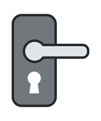A modern gray door handle with a keyhole, symbolizing security and access.