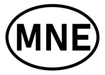 Obraz premium Montenegro MNE abbreviation vector on a white background Country code abbreviation oval sticker icon on a white background