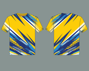 jersey uniform design template with abstract Yellow and Blue lighting shape
