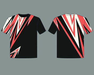 jersey sports uniform design template with abstract red lighting shape
