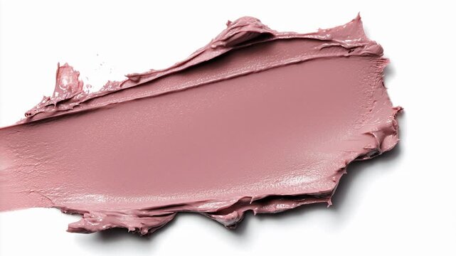 Creamy pink texture beauty skincare cream applied with finger showing smooth cosmetic surface for glowing skincare and elegant makeup look