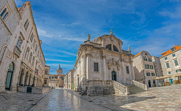 The Church of St. Blaise (Croatian:Crkva sv. Blaža), a Baroque church built between 1706 and 1714 by the Venetian architect and sculptor Marino Gropelli (1662-1728), Dubrovnik, Croatia
