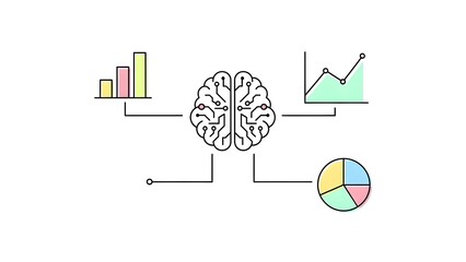 Infographic brain with colorful charts and graphs for business analysis