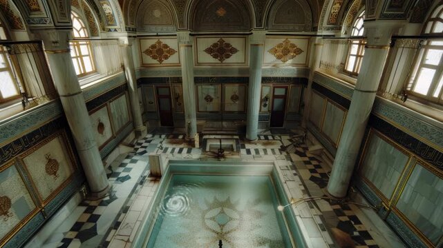 The ornate central hall of Istanbul's Hagia Sophia, showcasing the intricate design and rich history of this significant landmark.