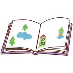 open book with green grass