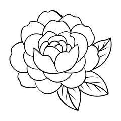Obraz premium A delicate peony coloring page featuring lush, layered petals and graceful leaves, perfect for relaxing, adding your own colors, and creating floral beauty. 