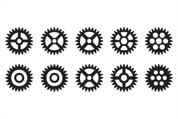 Mechanical Gear Icons for Factory Control Panels and Process Software