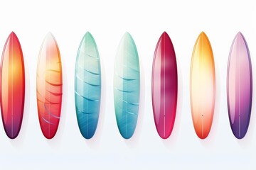 Vibrant collection of design surfboards showcasing water sport equipment for summer