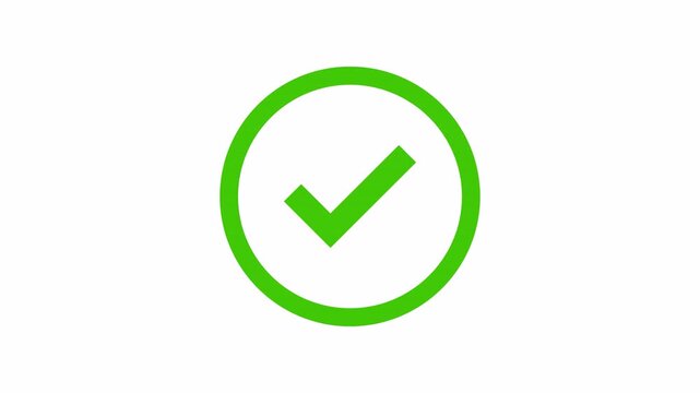 Green Checkmark Animation Success Confirmation Icon: Circular Progress Loader Resolves to Approval Symbol for Done Action 4k video animation seamless loop