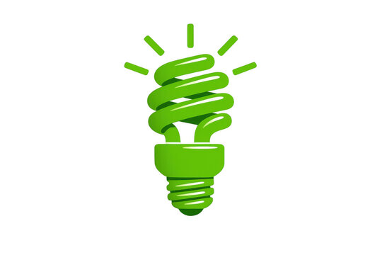 Green compact fluorescent light bulb glowing, visualizing energy saving, ecological innovation, and sustainable solutions on a transparent background - Powered by Adobe