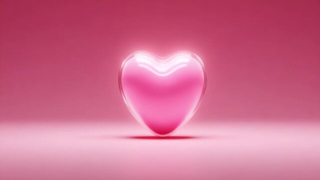 A mesmerizing glowing pink heart object sits majestically against a soft, vibrant pink background, embodying love, affection, and warmth in an artistic and aesthetically pleasing design.